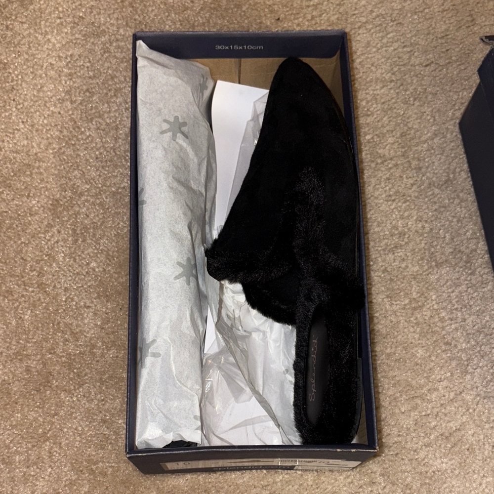Splendid Liza Sherpa Women's Black Fur Shearling Mules, Size 10, New In Box - Picture 7 of 7